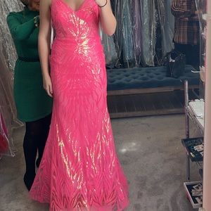 Hot pink prom dress